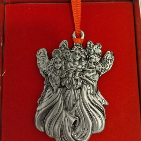 Wallace silversmiths 3 angels pewter mini Christmas Ornament New in box - Picture 1 of 6
